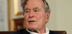 FILE - DECEMBER 26: Former U.S. President George H.W. Bush has been in and out of the hospital in Houston since early November his spokesman said on December 26, 2012, and spent Christmas in the hospital with a rising fever.  HOUSTON, TX - MARCH 29:   Former President George H.W. Bush talks with Republican presidential candidate, former Massachusetts Gov. Mitt Romney at Bush's office on March 29, 2012 in Houston, Texas. Mitt Romney received an endorsement from Former President George H.W. Bush and Barbara Bush during the meeting.  (Photo by Tom Pennington/Getty Images)