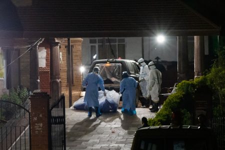 KATHMANDU, NEPAL - 2020/05/16: Health workers carry the dead body of COVID-19 patient, the first to die of coronavirus in Nepal, at the electric crematorium on the 54th day of the nationwide lockdown imposed by the government amid concerns about the spread of the coronavirus (COVID -19) disease outbreak.
Issuing a press statement in the evening, the Ministry of Health and Population confirmed that a 29-year-old woman from Sindhupalchowk district died due to the coronavirus. (Photo by Prabin Ranabhat/SOPA Images/LightRocket via Getty Images)