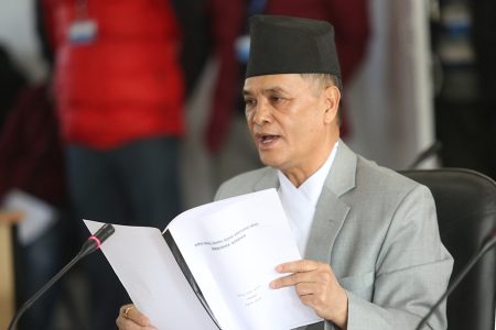 Cholendra Shumsher Rana, proposed chief justice of Supreme Court brief about himself to Parliamentary Hearing Special Committee (PHSC) meeting during the parliamentary hearing at Singhadurbar in Kathmandu on Sunday, December 30, 2018.
Photo: Dipesh Shrestha/Nagarik/Republica