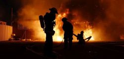 Silhouette of firefighters