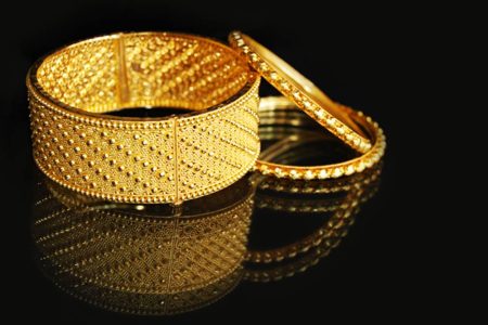 Jewelry set includes a bangle and necklace of Indian tradition