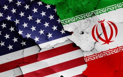 flags of USA and Iran