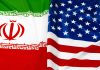 Flag of Iran together with flag of the United States of America