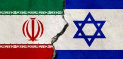Iran and Israel flags together. Iran and Israel conflict.