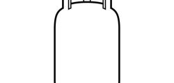 Cartoon Gas Cylinder Black Line White Background