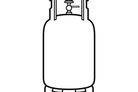 Cartoon Gas Cylinder Black Line White Background