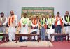 Leaders affilated to various Madhes-based parties and Janajati leader take a picture amid a function in Kathmandu on Monday, April 18, 2016. Photo: THT