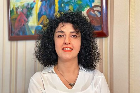 A handout photo provided by the Narges Mohammadi Foundation on October 2, 2023 shows an undated, unlocated photo of Iranian rights campaigner Narges Mohammadi. (Photo by NARGES MOHAMMADI FOUNDATION / AFP) / RESTRICTED TO EDITORIAL USE - MANDATORY CREDIT "AFP PHOTO /  NARGES MOHAMMADI FOUNDATION" - NO MARKETING NO ADVERTISING CAMPAIGNS - DISTRIBUTED AS A SERVICE TO CLIENTS (Photo by -/NARGES MOHAMMADI FOUNDATION/AFP via Getty Images)