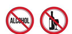 No alcohol sign. Red prohibition signs vector image