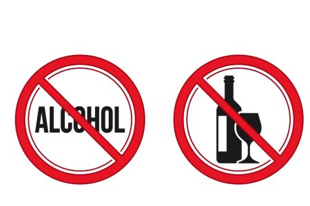 No alcohol sign. Red prohibition signs vector image