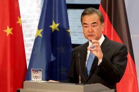 China's Foreign Minister Wang Yi addresses the media during a joint news conference with German Foreign Minister Heiko Maas (not pictured) as part of a meeting in Berlin, Germany September 1, 2020. Michael Sohn/Pool via REUTERS