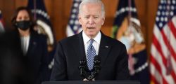 US President Joe Biden speaks, flanked by US Vice President Kamala Harris, during a listening session with Georgia Asian American and Pacific Islander community leaders at Emory University in Atlanta, Georgia on March 19, 2021. (Photo by Eric BARADAT / AFP)