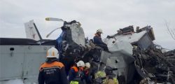 Emergency specialists work at the crash site of the L-410 plane near the town of Menzelinsk in the Republic of Tatarstan, Russia October 10, 2021, in this still image taken from video. Russia's Emergencies Ministry/Handout via REUTERS