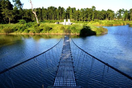 A suspension bridge is seen over the Jamunkhadi Simsar area in Jhapa district on Tuesday, January 26, 2016. Photo: RSS