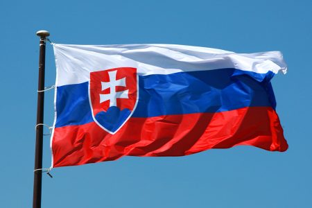 slovakia-flag-fluttering-right-clear-blue-sky